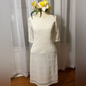 Banana Republic Cream Lace Long Sleeve Dress